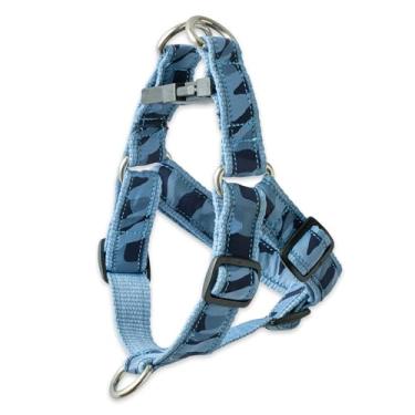 Imagem de Pet Passion Peitoral para cães com fita reciclada ajustável para todas as raças de animais de estimação, camuflado, azul marinho, grande