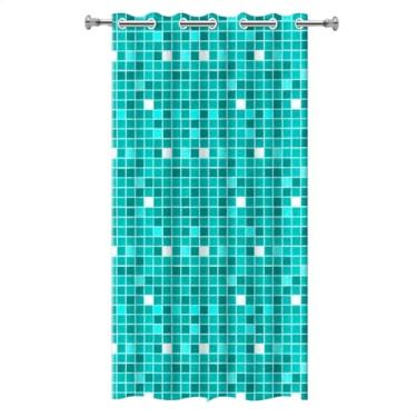 Imagem de Cortina De Banheiro Para Box Estilo Pastilhas Quadriculadas Impermeável Com Ilhós (Cortina Para Box Verde)