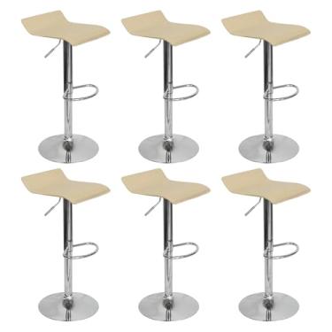 Imagem de Kit 6 Banquetas Toquio Wave Enzo Belo Horizonte Recouro Giratória com Regulagem Bege - Lianto Decor