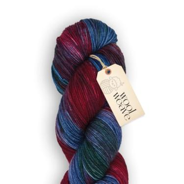 Imagem de Woolweave Fio de peso para dedos – fio de meia variegado tingido à mão, 75% lã de merino extrafina e 25% poliamida, 100 g de novelo, 430 jardas – leve, macio e durável para tricô e crochê