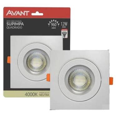 Imagem de 4 Spot Quadrado Embutir 12w Branco Neutro 4000k Sanca Gesso - Avant