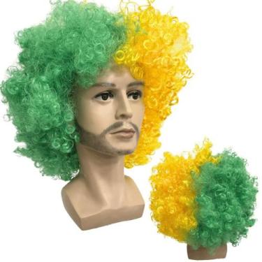 Imagem de Peruca Black Power verde e amarelo brasil futebol time festa - LIONSWI