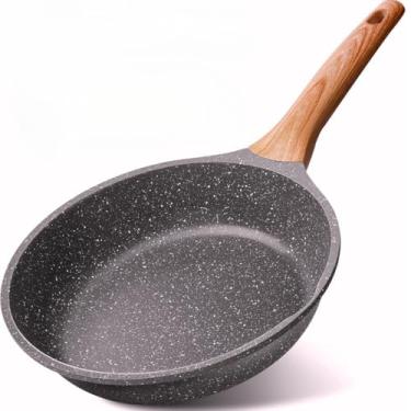 Imagem de Frigideira com Revestimento de Pedra, 28cm, Cabo de Madeira, Fundo de Granito
