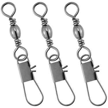 Imagem de Dr.Fishing Barrel Swivel com encaixe de segurança interloque botões 100% de aço inoxidável resistente à corrosão de cobre (pacote com 50, 26 – 132 lb), #4(48Lb)