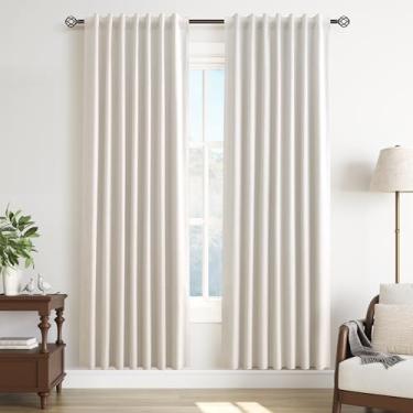 Imagem de Cortinas blackout de linho creme para quarto, 203 cm de comprimento, conjuntos de 2 painéis, cortinas de privacidade com isolamento térmico com bloqueio de luz natural para sala de jantar, pano de