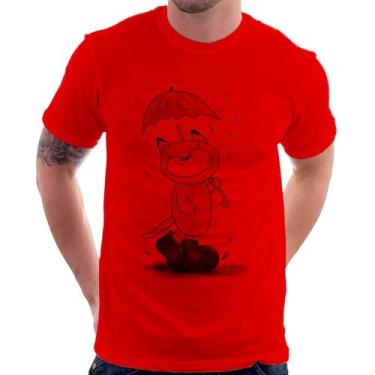 Imagem de Camiseta Raposa Fofinha Na Chuva - Foca na Moda, Vermelho, P