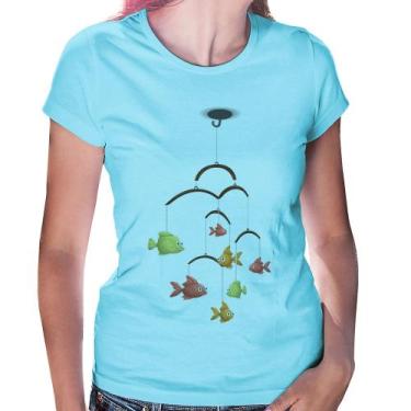 Imagem de Baby Look Peixinhos Móbile - Foca na Moda, Azul bebê, M