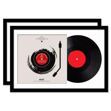 Imagem de Fxojyvo Moldura de disco de vinil para exibição de parede, moldura preta 40,6 x 61 cm para qualquer disco LP de 30,5 cm com capa - 2 pacotes/preto