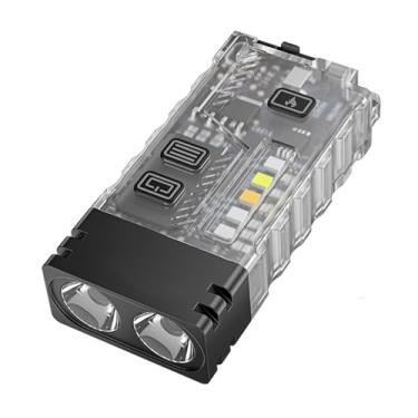 Imagem de Mini Lanterna LED com Luz Lateral COB, ímã, Impermeável, Campainha e Isqueiro de Arco, USB Tipo-C Recarregável EDC Lanterna -13 Modos de Luz, para Trabalho Noturno, Emergência de Desastres (Branco)