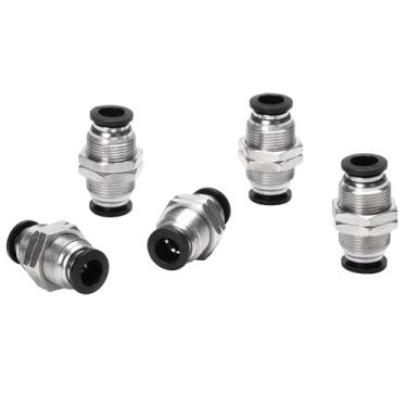 Imagem de DERPIPE União de anteparo para conexão de encaixe de tubo de 8 mm OD rosca dupla (5 pacotes)