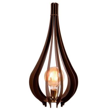 Imagem de Abajur Luminária Chão Vazado Gota Madeira MDF Rustico Pequena - MADEIN