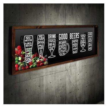 Imagem de Quadro Porta Tampinhas Drink Good Beer  - Quadro Novo, 64 x 26 cm, Mar