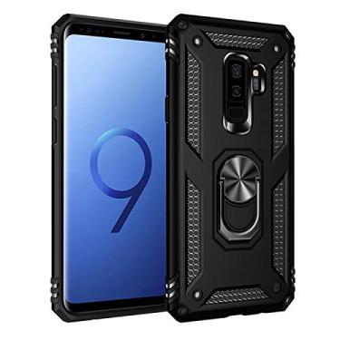 Imagem de Capa para Galaxy S9 Plus, capa protetora de grau militar resistente à prova de choque, com suporte giratório de 360° S9+, adequada para Samsung Galaxy S9 Plus (preta)