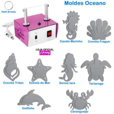 Imagem de Máquina De Cortar Fita Fuxico Kit Moldes Oceano Mar A74 - Artmaq