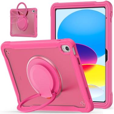 Imagem de Batianda Capa protetora definitiva para iPad 11 A16 Chip versão 2025 capa de silicone resistente à prova de choque com suporte giratório de 360° e suporte de lápis, rosa