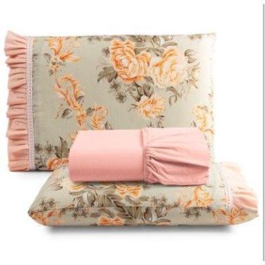 Imagem de Jogo de Lençol Solteiro Com Detalhe de Babado Algodão 180 Fios 02 Peça