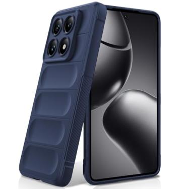 Imagem de BonYonka Capa de silicone para Xiaomi 14T Pro, forro de microfibra antiarranhões, capa à prova de choque com proteção para câmera, azul