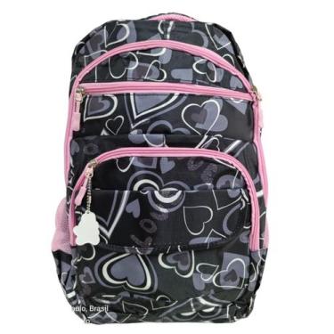 Imagem de Mochila feminina juvenil Love - Volta as aulas - F813, Preto