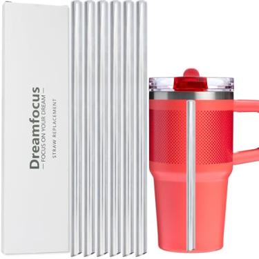 Imagem de Dreamfocus Canudo de metal de substituição de aço inoxidável para Stanley Quencher ProTour Copo de canudo flip 590 ml