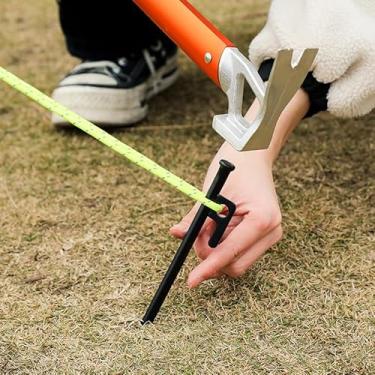 Imagem de Tenda de acampamento ao ar livre cavilhas de chão dossel terra Ding estacas fixas à prova de vento conjuntos de corda de vento instalados pinos de acampamento inserção de solo