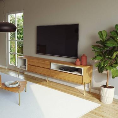 Imagem de Rack 3 Gavetas e 2 Nichos 224cm Florenca Freijó/Off White