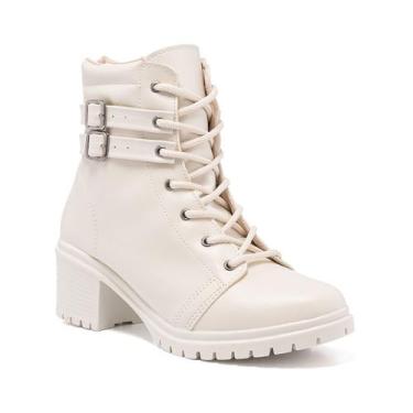 Imagem de Bota Coturno Feminino Cano Curto Salto Baixo Dupla Fivela - Stessy Sho