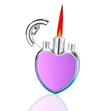 Imagem de FUFTRSXS Isqueiro ajustável triplo de chama a jato, isqueiro fresco à prova de vento, isqueiro recarregável exclusivo para mulheres e homens (sem gás butano) (13)