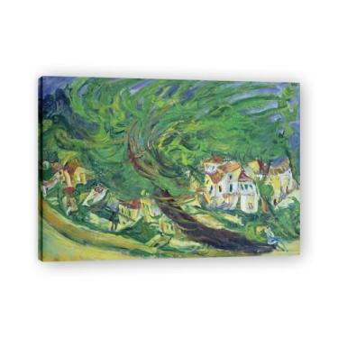 Imagem de NHLDZYH Famosas impressões em tela (árvore caída) por Chaim Soutine, reprodução em tela, imagem de arte de parede para decoração de casa. Moldura interna de 80 x 112 cm - 31,4 x 44,1 pol