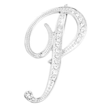 Imagem de PATIKIL Alfinetes de broche de letra, letra P broches de strass metal cristal alfabeto A-Z broche de lapela para mulheres joias presente terno roupas chapéu vestido casaco artesanato, tom prata