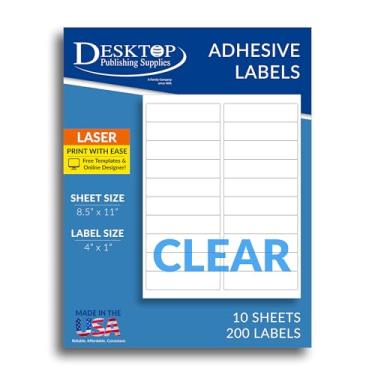 Imagem de Etiquetas transparentes para impressoras a laser - 10 x 2,5 cm - 20 por folha - 10 folhas / 200 etiquetas