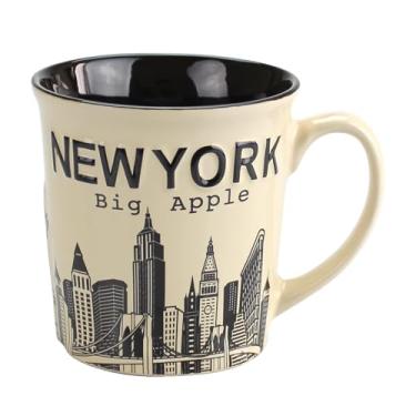 Imagem de Torkia - Canecas de cerâmica jumbo New York Big Apple City Skyline - 340 g (off-white)