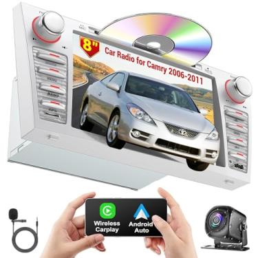 Imagem de B4U Rádio Automotivo Para Toyota Camry 2006, 2007, 2008, 2009, 2010 E 2011, Tela Sensível Ao Toque De 8 Polegadas, Som Com Suporte Cd/Dvd, Carplay Android Auto, Bluetooth 5.2 Controle Voz, Câmera Ré
