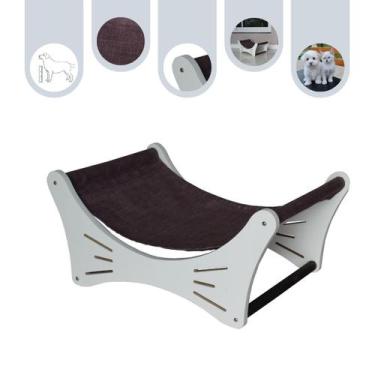 Imagem de Cama Para Gato Rede Pet Cachorro MDF Espreguiçadeira Moderna - Branco 