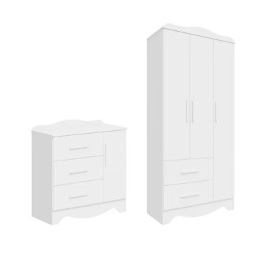 Imagem de Quarto Bebe Cômoda e Guarda Roupa Moveis Peroba Clara MDF Ls