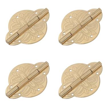 Imagem de DGHAOP 4 peças 42 x 31 mm latão mini estilo vintage dobradiças lindamente gravadas com pregos de montagem adequados para pequenos móveis e artesanato