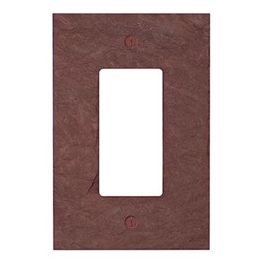 Imagem de Placa de parede elétrica SWITCH HITS Outlet 1 GFI Rocker | Decora Single Decorator Light Switch Cover Faceplate | Decora Vermont ardósia vermelha | 1 Gang, 8,3 cm L x 12,7 cm A