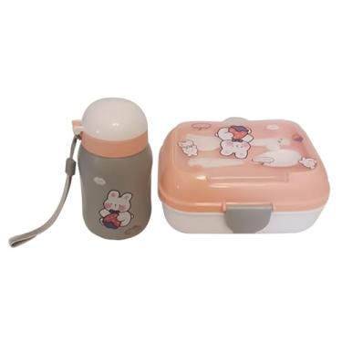 Imagem de Lunhana infantil, lancheira crianças | Lunchler para crianças,Contêiner dividido reutilizável portátil com garfo e design de desenhos animados para o trabalho de trabalho escolar para piquenique
