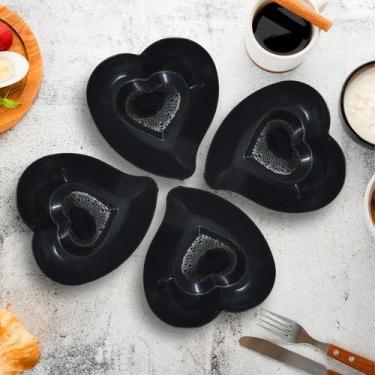 Imagem de Conjunto 04 Xicaras Coração Acrílicas com 4 Pires Coração - sem marca,