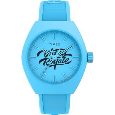 Imagem de Timex Relógio masculino Urban Pop x Fortnite de 40 mm - pulseira azul e mostrador azul, Azul