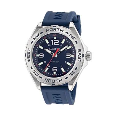 Imagem de Nautica Relógio masculino NAPCWS304 Clearwater Beach azul pulseira de silicone, Prateado/azul/azul