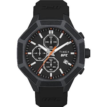 Imagem de Timex Relógio masculino King 45 mm da UFC – pulseira preta com mostrador preto e caixa preta, Preto
