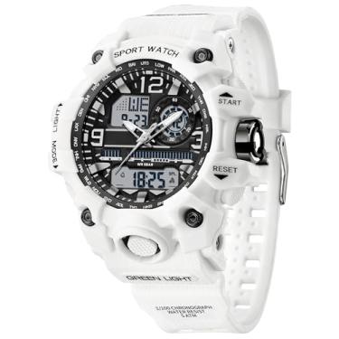 Imagem de Relógio esportivo feminino digital para mulheres, relógio tático, militar, ao ar livre, 5 ATM, à prova d'água, cronômetro, alarme, retroiluminação LED, à prova de choque, analógico, relógios de pulso