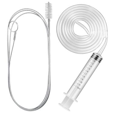 Imagem de Gisafai Kit de limpeza de geladeira de 3 peças de 91 cm com seringa de 12 ml compatível com linha de água para escova flexível de 1,5 m, escova de tubo de alimentação flexível para dispensador de