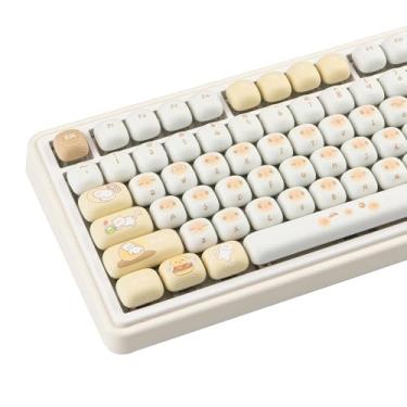 Imagem de COOMICKEY Teclas de perfil MOG, teclas PBT 60 75 100 por cento, conjunto de teclas de gato fofo com sublimação de corante, 136 teclas personalizadas para teclados mecânicos Cherry Gateron MX Switches