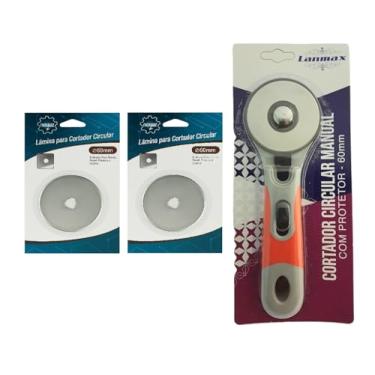 Imagem de Cortador Circular Manual 60mm Lanmax com 2 Lâminas Extra Newz, Cabo Emborrachado e Protetor – Ferramenta para Artesanato, Costura, Patchwork, Quilting e DIY