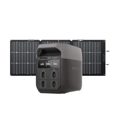 Imagem de EF ECOFLOW Gerador Solar DELTA 3 com Bifacial Painel Solar NextGen de 160 W, Bateria LFP de 1024 Wh, Bateria Reserva para Casa Segura, Estação de Energia Portátil para Emergências, Camping e Trailers