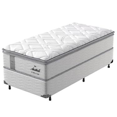 Imagem de Cama Box De Solteiro Amsterdã Com Pillow Top E Molas Pocket 72X88X188Cm Probel Branco E Preto