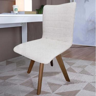 Imagem de Cadeira Giratória Zack Para Sala De Jantar Base Madeira Freijó Linho Bege Claro - Amey Decor