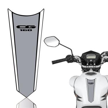 Imagem de Adesivo Faixa Gravata Tanque Moto Cg 125/150/160 Titan Fan Start Cinza Branco Cg 160