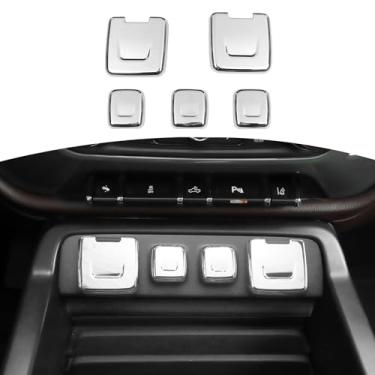 Imagem de RT-TCZ Porta de isqueiro de cigarro, tomada de alimentação USB, tampa de acabamento da tampa interna ABS acessórios para Chevrolet Silverado GMC 2014-2018 cromado, 5 peças